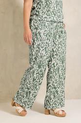 EVANS Plus Size Khaki Green Aztec Print Wide Leg Trouser | Evans 1