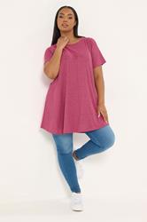 YOURS Plus Size Pink Soft Touch Ribbed Swing T-Shirt | Yours Clothing 1