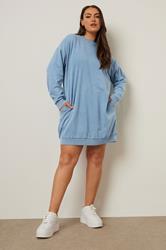YOURS Plus Size Light Blue Sweatshirt Dress | Yours Clothing 3