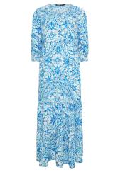 LTS Tall Maternity Blue Tile Print Tiered Midi Dress | Long Tall Sally 5