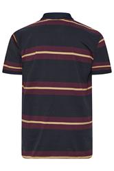 KAM Navy Blue Striped Short Sleeve Rugby Polo Shirt | BadRhino 5