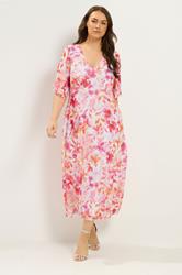 YOURS Plus Size Pink Floral Maxi Dress | Yours Clothing 1