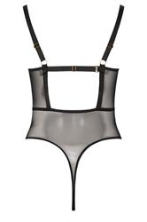 PLAYFUL PROMISES Plus Size Black Floral Embroidered Strappy Bodysuit | Yours Clothing 6