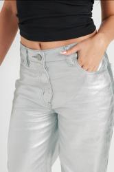 PixieGirl Petite Women's Silver Non-Stretch Metallic Wide Leg Jeans | PixieGirl 6