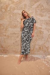 YOURS Plus Size Black Abstract Print Plisse Maxi Dress | Yours Clothing 3