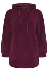 YOURS Curve Burgundy Red Teddy Fleece Hoodie