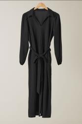 EVANS Curve Black Crepe Belted Shirt Dress