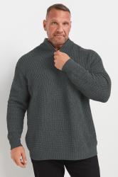 BadRhino Big & Tall Grey Chenille Quarter Zip Jumper | BadRhino 3