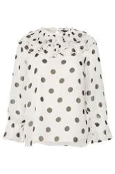 LIMITED COLLECTION Plus Size White Polka Dot Frill Neck Blouse | Yours Clothing 5