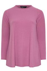 YOURS Curve Pink Ribbed Swing T-Shirt