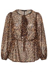 LIMITED COLLECTION Plus Size Brown Leopard Bow Tie Front Blouse | Yours Clothing 5