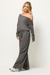 PixieGirl Petite Women's Grey Jersey Slouch Wide Leg Jumpsuit | PixieGirl 1