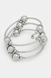 Silver Tone Bead Coil Stretch Bracelet | Yours Clothing 3