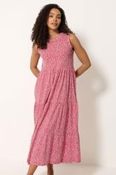 M&Co Red Floral Cotton Tiered Maxi Dress | M&Co 2