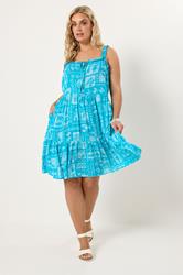 YOURS Plus Size Blue Mixed Shell Print Dress | Yours Clothing 1