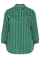 YOURS Curve Dark Green & White Striped Shirt