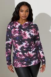 YOURS LONDON Plus Size Purple Floral Print Wrap Top | Yours Clothing 3