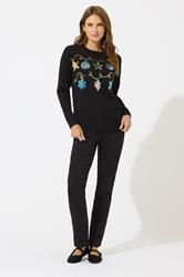 M&Co Black Sequin Embellished Baubles Christmas Jumper | M&Co 2