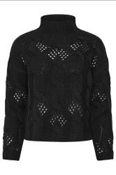 PixieGirl Petite Black Cable Knit High Neck Jumper