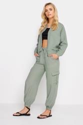 PixieGirl Petite Womens Sage Green Linen Bomber Jacket | PixieGirl 2