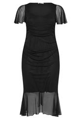 YOURS LONDON Curve Black Gathered Midi Dress