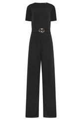 LTS Tall Black Belted Scuba Wide Leg Jumpsuit