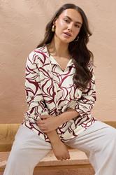 EVANS Plus Size Natural Brown Abstract Floral Cotton Top | Evans 3