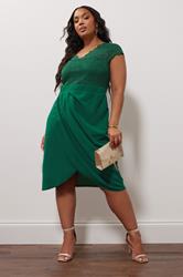 YOURS LONDON Plus Size Green Lace Midi Dress | Yours Clothing 1