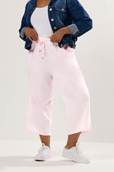 YOURS Plus Size Light Pink Wide Leg Linen Culottes | Yours Clothing 3