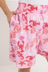 YOURS Plus Size Pink Mixed Shell Shirred Shorts | Yours Clothing 5