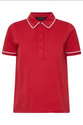 PixieGirl Petite Red Contrast Trim Cotton Polo Shirt
