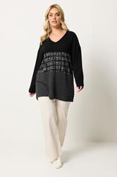 YOURS Plus Size Black Colourblock Soft Touch Top | Yours Clothing 1