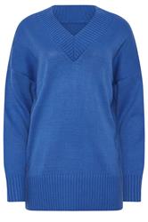 LTS Tall Cobalt Blue Knitted V-Neck Jumper