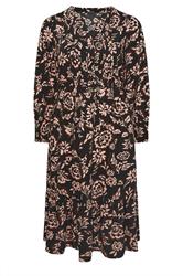 EVANS Plus Size Black Floral Pintuck Modal Dress | Evans 5