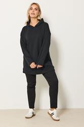 YOURS Plus Size Black Seam Detail Hoodie | Yours Clothing 2