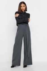 PixieGirl Petite Women's Grey Double Wrap Belted Wide Leg Trousers | PixieGirl 3