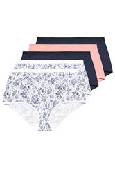 YOURSET 5 PACK Curve Navy Blue Floral Print Full Briefs
