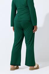 LIMITED COLLECTION Plus Size Forest Green Wide Leg Trousers | Yours Clothing 2