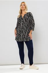 YOURS Plus Size Black Spot Print Half Placket Shirt | Yours Clothing 1