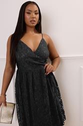 YOURS LONDON Plus Size Black Lace Skater Dress | Yours Clothing  1