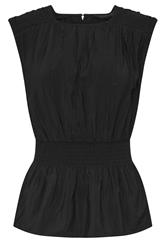 PixieGirl Petite Black Woven Shirred Waist Top