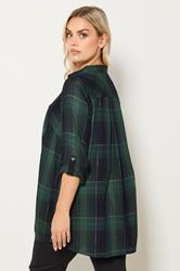 YOURS Plus Size Dark Green Check Overhead Shirt | Yours Clothing 2