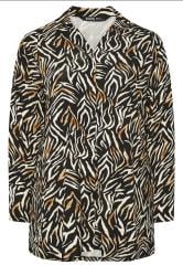 YOURS Curve Black Zebra Print Long Sleeve Shirt