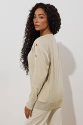 M&Co Petite Camel Brown Batwing Eyelet Jumper | M&Co 2