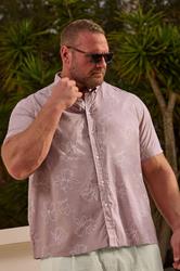 BadRhino Big & Tall Pink Linear Floral Slub Shirt | BadRhino 3