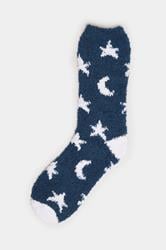 YOURSET 2 PACK Plus Size Navy Blue Popcorn Fleece Star Bed Socks | Yours Clothing 7