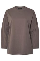 YOURS Curve Mocha Brown Seam Detail Oversized Top