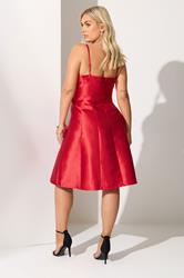 YOURS LONDON Plus Size Red Satin Twill Corset Dress | Yours Clothing 4