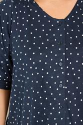 EVANS Curve Navy Blue Polka Dot Cotton Top | Evans 1