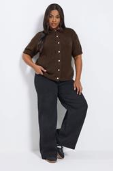 YOURS Plus Size Chocolate Brown Short Sleeve Cardigan Yours Clothing 1